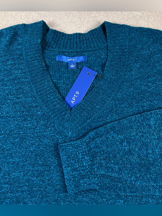 Apt. 9 Sweaters - Apt 9 Sweater V Neck Blue Chenille NWT Soft Comfy Pullover Casual Women's Large
